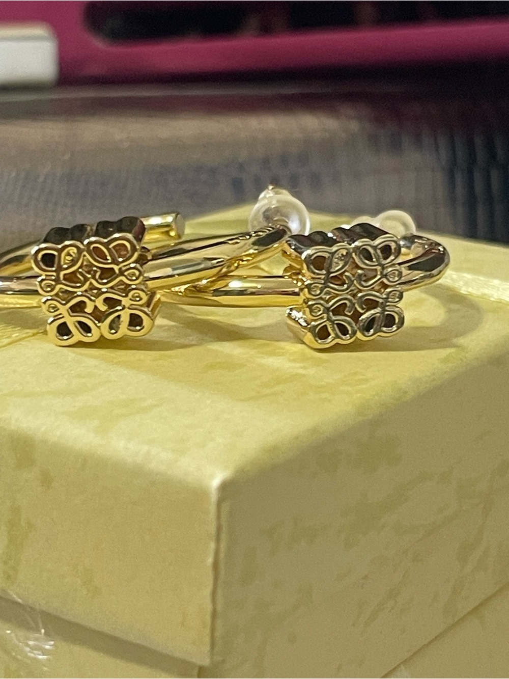 Loewe Gold Motif Hoop Earrings - Elegant Women's Jewelry